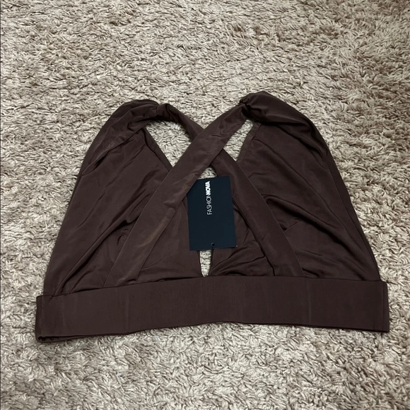 Brown Criss Cross Crop Top - Picture 8 of 9
